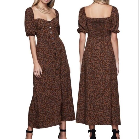 Good American Dresses & Skirts - GOOD American Corset Leopard Print Puff Sleeve Maxi Dress Small NWT